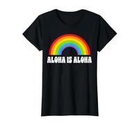 Aloha es Aloha Rainbow Pride Hawaii Island Love Camiseta gráfica económica, Mujer, Negro, XS
