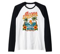 Aloha Estado de la Mente Tropical Beach Wave Sunset Island Vibes Camiseta Manga Raglan