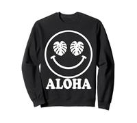 Aloha Happy Face Monstera Leaf Tropical Diseño de Vacaciones Sudadera