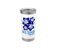Aloha Hawaii Blue Hibiscus Vaso térmico de acero inoxidable de doble pared