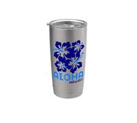 Aloha Hawaii Blue Hibiscus Vaso térmico de acero inoxidable de doble pared