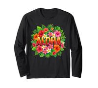 Aloha Hawaiian Flowers Tropical Island Paradise Manga Larga