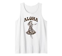 Aloha Hawaiian Hula Dancer Retro Luau Tropical Hibiscus Art Camiseta sin Mangas