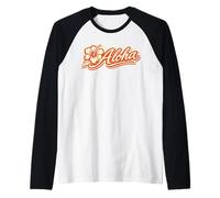 Aloha Hibiscus Hawaii, Estilo Retro, Surf, Isla Tropical de los 70 Camiseta Manga Raglan