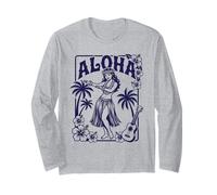 Aloha Hula Dancer Hibiscus Palm Trees Ukelele Retro Girl Art Manga Larga
