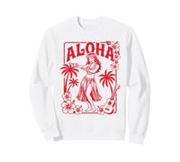 Aloha Hula Dancer Hibiscus Palm Trees Ukelele Retro Girl Art Sudadera