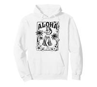Aloha Hula Dancer Hibiscus Palm Trees Ukelele Retro Girl Art Sudadera con Capucha