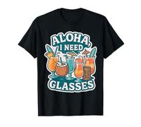 Aloha I Need Glasses Funny Tropical Cocktail Party Beber Camiseta