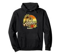 Aloha Maui Tropical Sunset Palm & Hibiscus Island Vibes Sudadera con Capucha