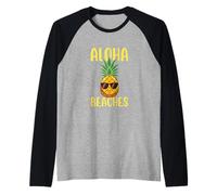 Aloha Playas Vacaciones Tropicales Océano Surfer Island Paradise Camiseta Manga Raglan