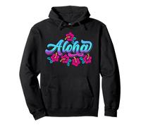 Aloha Retro Hibiscus Flowers Hawaiian Islands Hawaii Surfer Sudadera con Capucha