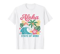 Aloha State of Mind Retro Wave Palmera Hawaii Beach Mujer Camiseta