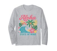 Aloha State of Mind Retro Wave Palmera Hawaii Beach Mujer Manga Larga