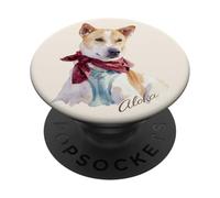 Aloka - El Paseo por la Paz Perro Difundiendo Esperanza Acuarela PopSockets PopGrip Adhesivo