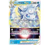 Alolan Vulpix VSTAR 034/195 - Tarjeta de Pokémon VSTAR rara (SWSH Silver Tempest) + TitanCards® Toploader