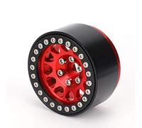 Alomejor 1:10 RC Castler Car Metall Wheel Wheel, Conjunto de 4 Llantas de Neumáticos RC Rojos Negros para Axiale SCX10 SCX10II 90046 90047, Fácil Instalar (Negro Rojo)