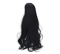 Alomejor 1/3 peluca de muñeca DIY peluca de pelo rizado largo accesorios para muñecas alta elasticidad negro natural 8,3-9,4 pulgadas, material de malla de simulación de cuero cabelludo de alta