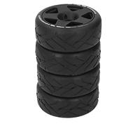 Alomejor 1/8 GT RC Fuerte Agarre en Ruedas de Carretera Resistente Al Desgaste para Coches de Carreras Caucho Plástico Juego de 4 (Black)