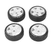 Alomejor 1/8 GT RC Fuerte Agarre en Ruedas de Carretera Resistente Al Desgaste para Coches de Carreras Caucho Plástico Juego de 4 (White)