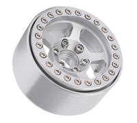 Alomejor 1.9 Beadlock Wheels RC Car 5 Hoyos Lluvias de Aluminio Aleación Lock Alejo Diseño de Piel para la Piel para Scx10 90046 D90 HSP HPI (Silver)