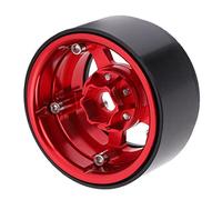 Alomejor 1.9 Beadlock Wheels RC Car 5 Hoyos Lluvias de Aluminio Aleación Lock Alejo Diseño de Piel para la Piel para Scx10 90046 D90 HSP HPI (Negro Rojo)