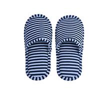 Alomejor 1 Par de Zapatillas de Viaje Plegables, Zapatillas de SPA Portátiles a Rayas, Zapatillas Antideslizantes de Algodón Suave Lavables Desechables para Interiores(Men Type-Rayas Azules)