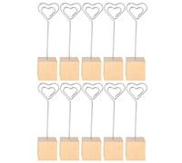 Alomejor 10 Clips Elegantes para Soporte de Fotos, Diseño de Metal Robusto con Base de Madera, Adecuados para Notas e Imágenes en Oficinas y Entornos Domésticos