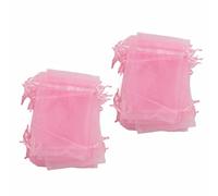 Alomejor 100 Bolsas de Regalo con Cordón de Malla, Bolsas de Joyería Portátiles para Bodas, Elegantes de Organza, de Joyería con Cordón para Regalos Artesanales Encantadores (PINK)