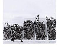Alomejor 100 UNIDS/Caja Ganchos de Pesca Acero al Carbono Ganchos de Pesca Granos de Espina Desplazado Jig Gusano Cebo Suave Gancho de Jigging para Texas Rigs Tamaño 2# 1# 1/0# 2/0# 3/0# Negro