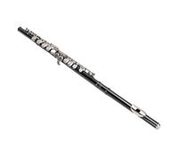 Alomejor 16 Clave de Flauta Abierta Exquisita Artesanías de Flauta de Copa con Bolsillo Portador Negro, Clases de Música de Aplicación Amplia Orquesta, Carcasa de Piel de Oveja Resistente Al Cojín