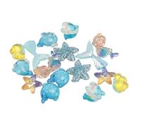 Alomejor 16 Piezas de Decoraciones de Animales Marinos, Dijes de Criaturas Marinas de Resina Ligera para Adornar Ropa y Manualidades en Baby Showers y Cumpleaños