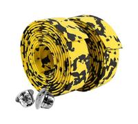 Alomejor - 2 Cintas de Manillar para Bicicleta de Carretera con Tapones, Accesorios para Ciclismo y Repuesto de Cableado, Amarillo y Negro