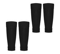 Alomejor 2 pares de mangas de espinilla, calcetines elásticos antideslizantes de nailon para espinillas talla 38-47, con compresión ideal para fútbol, baloncesto (BLACK)