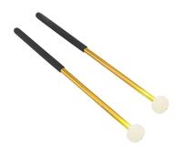 Alomejor 2 Pcs Mallets Timpani Pastidios de Percusión Mazlets de Bombo con Mazos de Goma de Lana de Cuerpo de Aleación Premium para Tambores Banda de Marcha (Dorado)
