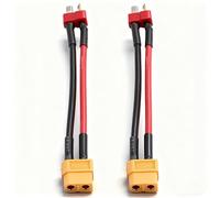 Alomejor 2 Unidades Cables Adaptadores RC XT60 Hembra a Enchufe T Macho - 14 AWG, 10 cm, Compatible con Cargadores y Baterías de Drones, Coches y Aviones Teledirigidos - Alta Condu