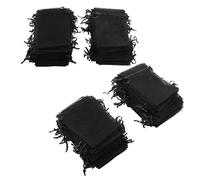 Alomejor 200 Piezas Elegantes Bolsas de Organza con Cordón Saco de Joyería para Decoración de Fiesta de Bodas 10x15cm Bolsas de Regalo de Organza Transparente para Almacenamiento de Regalos (BLACK)