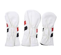 Alomejor 3PCS Club Head Cover PU Cuero Madera Gold Club Putter Headcovers con Forro Grueso para protección(Blanco)
