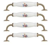 Alomejor 4 Juegos de Manijas de Cerámica de Estilo Europeo, Exquisito Tirador de Cajón para Puerta de Gabinete, Herrajes para Cocina, Baño, Dormitorio, Oficina, Distancia del Orificio de 6,3 Pulgadas