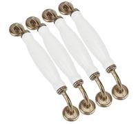 Alomejor 4 Juegos de Manijas de Cerámica de Estilo Europeo, Exquisito Tirador de Cajón para Puerta de Gabinete, Herrajes para Cocina, Baño, Dormitorio, Oficina, Distancia del Orificio de 6,3 Pulgadas