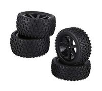 Alomejor 4 Piezas Ruedas Neumáticas de Goma para Coche RC 1/10, Juego de Llantas Delanteras y Traseras Adecuadas para Diferentes Modelos de Vehículos Radiocontrol (Negro)