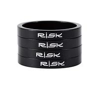 Alomejor 4 unids Arandelas de Bicicleta Aleación de Aluminio Auriculares de Bicicleta Espaciador Bicicleta de Carretera Bicicleta Tallo Elevador 5 / 10mm(5mm-Black)