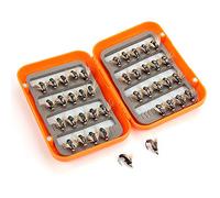 Alomejor 40pcs Kit de Pesca con Mosca - Señuelos Realistas para Truchas con Ganchos - Caja para Agua Dulce y Salada (Oro y Verde)