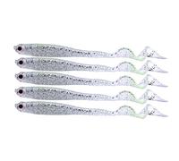Alomejor 5 señuelos de Pesca Suaves de 13 cm para Aparejos de Pesca (Plateado), Silver, Moderno