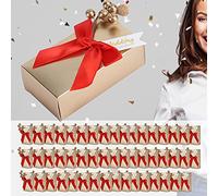 Alomejor 50 Cajas de Regalo Elegantes para Recuerdos de Boda de Champán con Lazo para Fiestas Familiares, 2,4 X 1,4 X,3 Pulgadas, Rojo/dorado (boda pequeño lazo rojo)