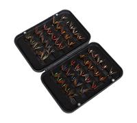 Alomejor 50 Cebos de Pesca con Mosca, Kit de Señuelos de Anzuelo de Acero con Alto Contenido de Carbono Que Simulan la Apariencia de la Mosca, con Caja de Almacenamiento, para Entusiastas