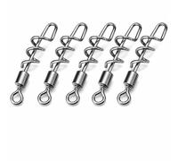 Alomejor 50 Piezas de Pesca giratorias, Acero Inoxidable rodantes giratorias Pesca Terminal Tackle # 4, 6, 8, 10, 12(10#)