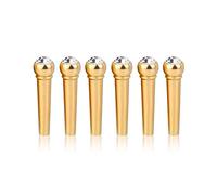 Alomejor 6PCS Puente Pin Material de Cobre Folk Guitarra Acústica Puente Pin Clavija Clavo con Punto de Cristal Colorido(Blanco)