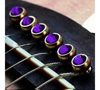 Alomejor 6PCS Puente Pin Material de Cobre Folk Guitarra Acústica Puente Pin Clavija Clavo con Punto de Cristal Colorido(Morado)