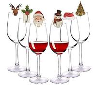 Alomejor 80 Uds. Marcadores Navideños para Copa de Vino, Bonitos Diseños de Papá y Muñeco de Nieve para Fiestas Navideñas, Juego de Copas de Vino Decoradas (Colores variados)