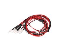 Alomejor Accesorio para Automóvil 4WD RC, Kit de 6 Luces LED, 2 Blancos, 2 Rojos, Azules, Neumáticos de Alto Agarre para Control Remoto, Camión del Desierto, Vehículo RTR, LED de 5 Mm y 3 Mm,